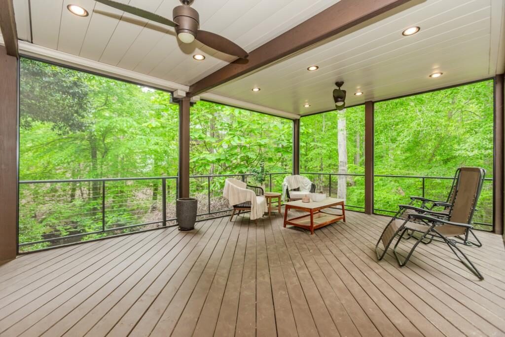 Screened porch in the trees