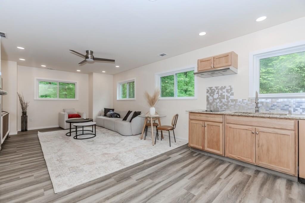 Finished lower level with kitchenette