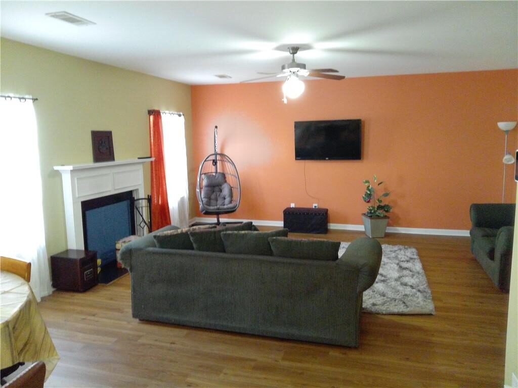 Family room with fireplace