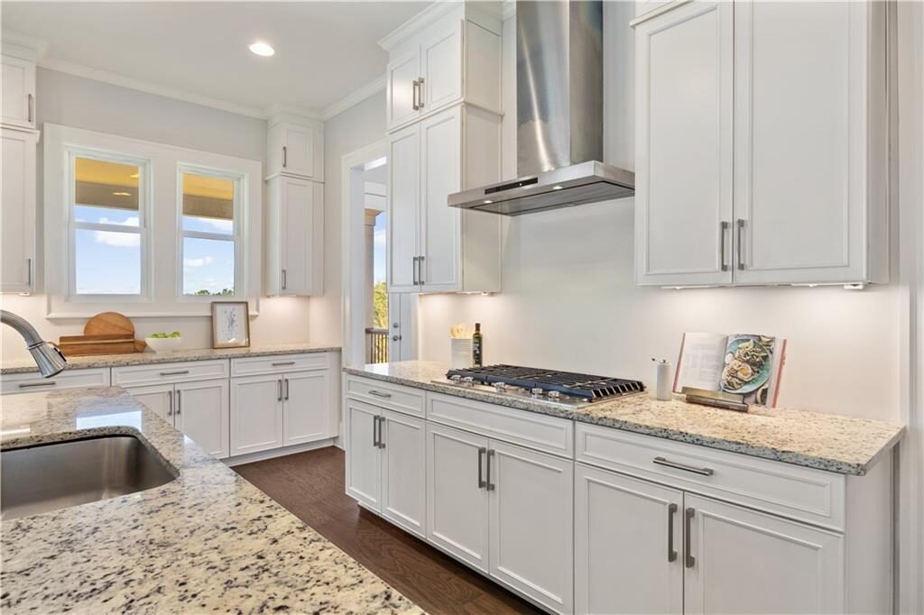 Gas range and custom cabinetry
