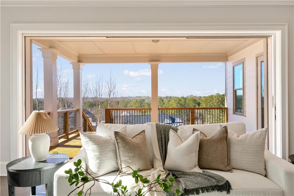 Looking out to the covered back porch