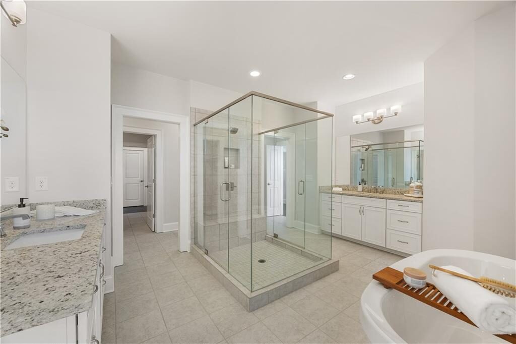 Primary bath with glass shower