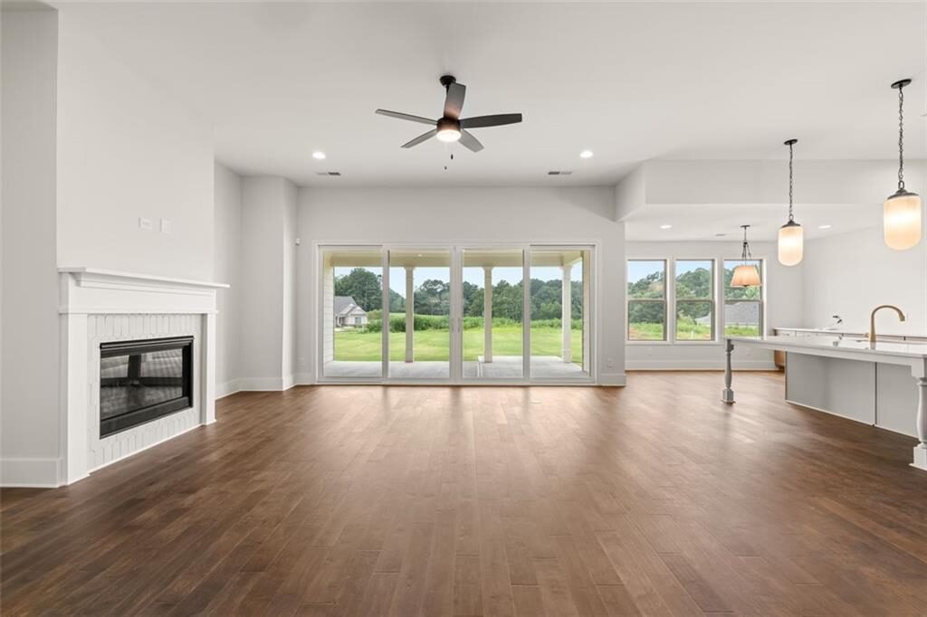 Great room with fireplace