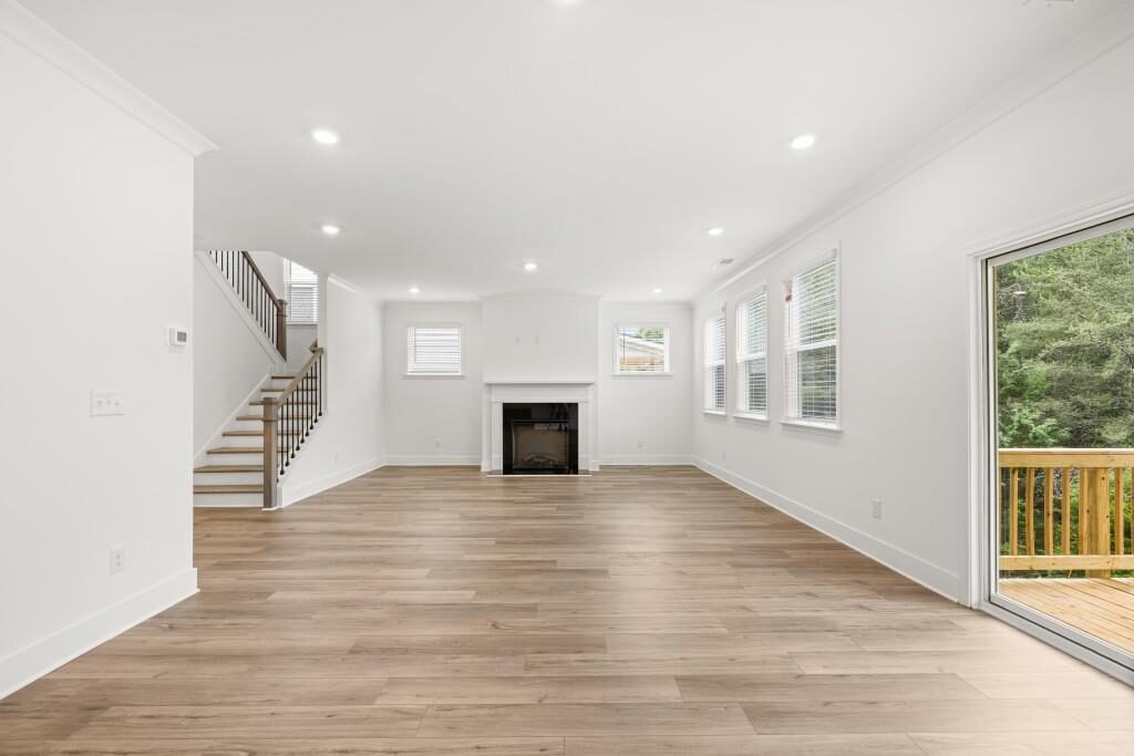 Family room with fireplace