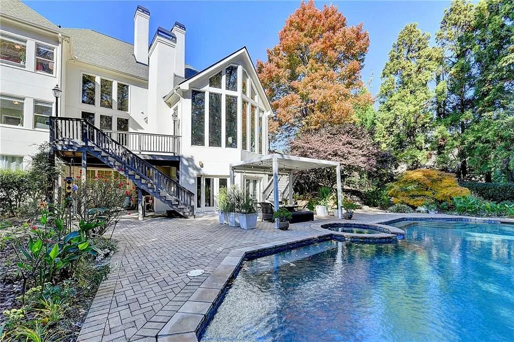 Pool deck and backyard
