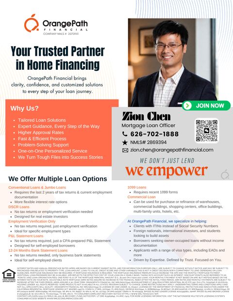 Loan programs overview (OrangePath program sheet)
