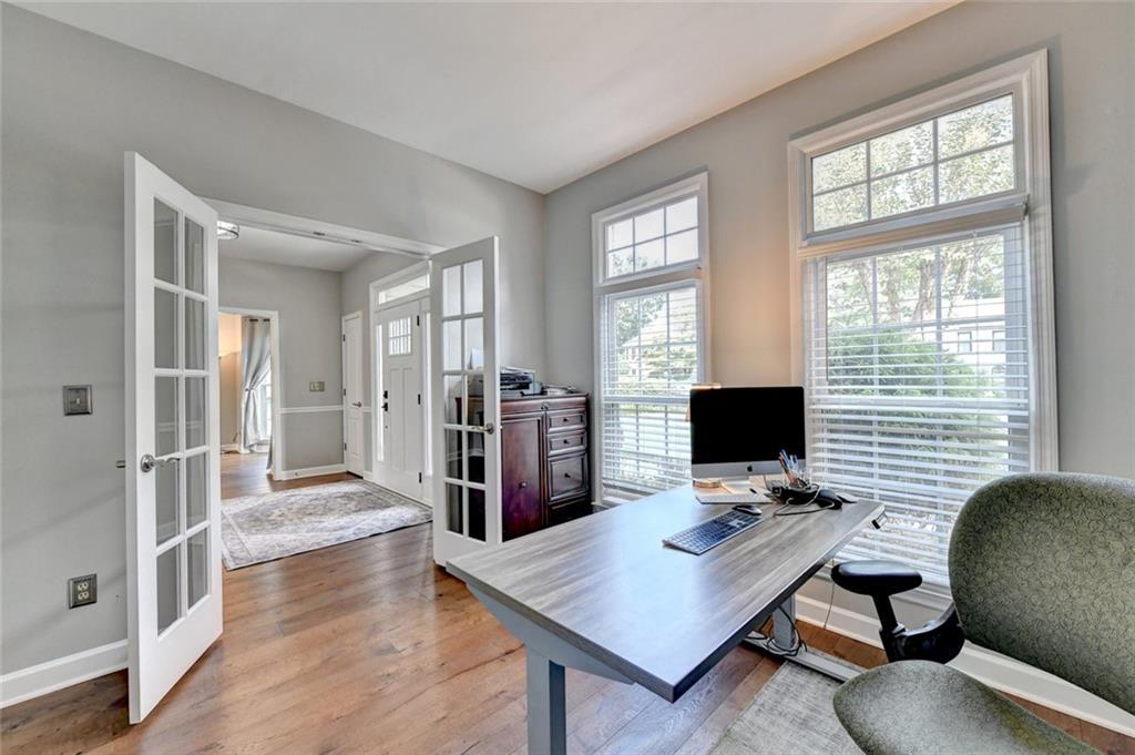 Main-level office with French doors